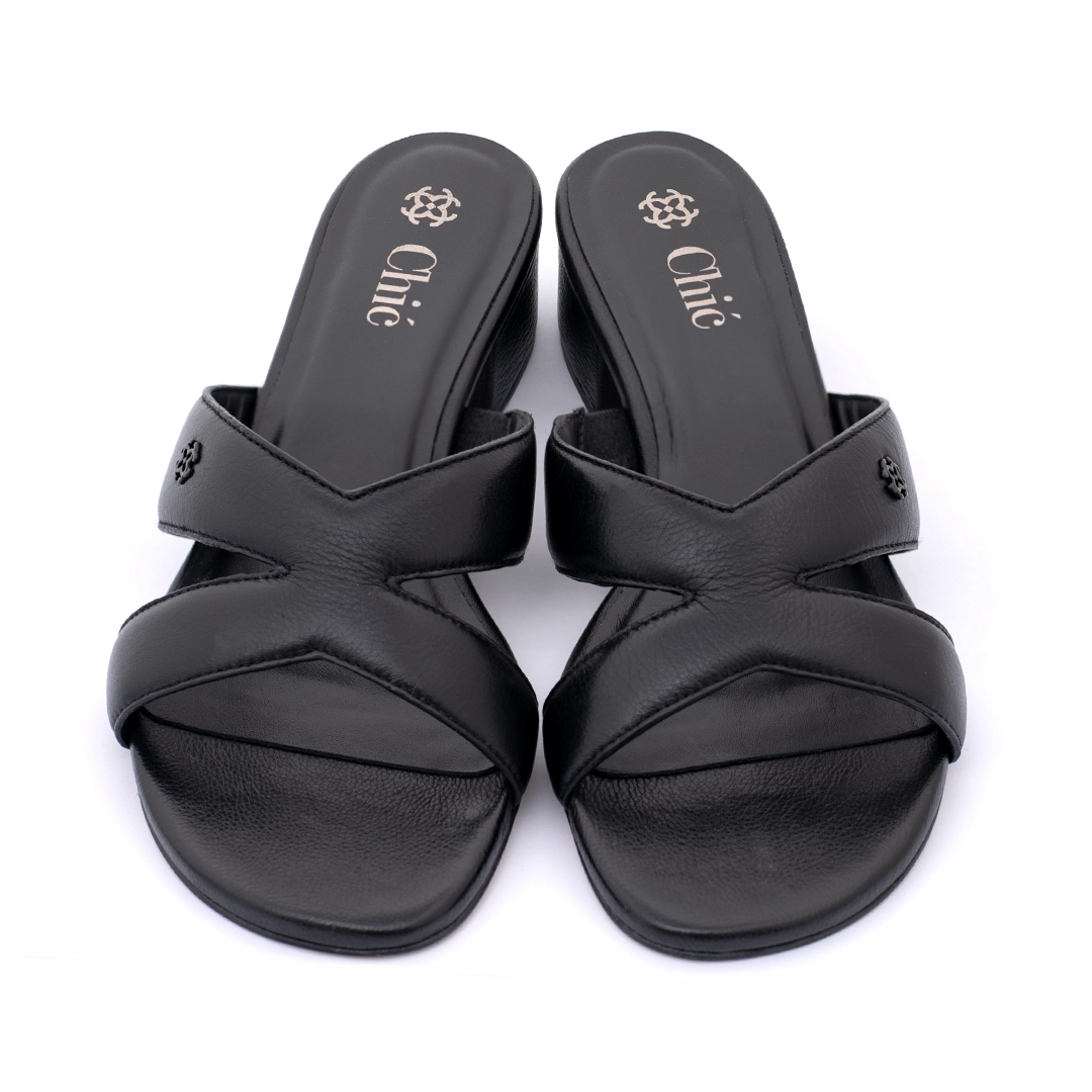 Genuine Nappa Leather Sandals with Metal Buckle